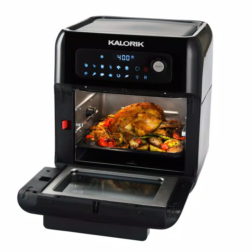 Kalorik 6 Qt. Air Fryer Oven with Rotisserie and 13 Smart Presets, Black