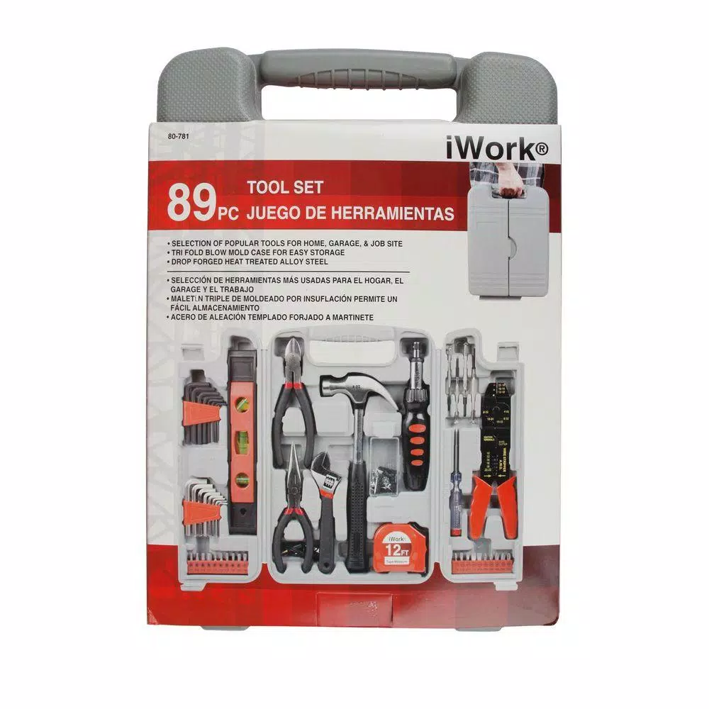 OLYMPIA 89-Piece DIY Home Tool Kit Set with Blow Molded Storage Case