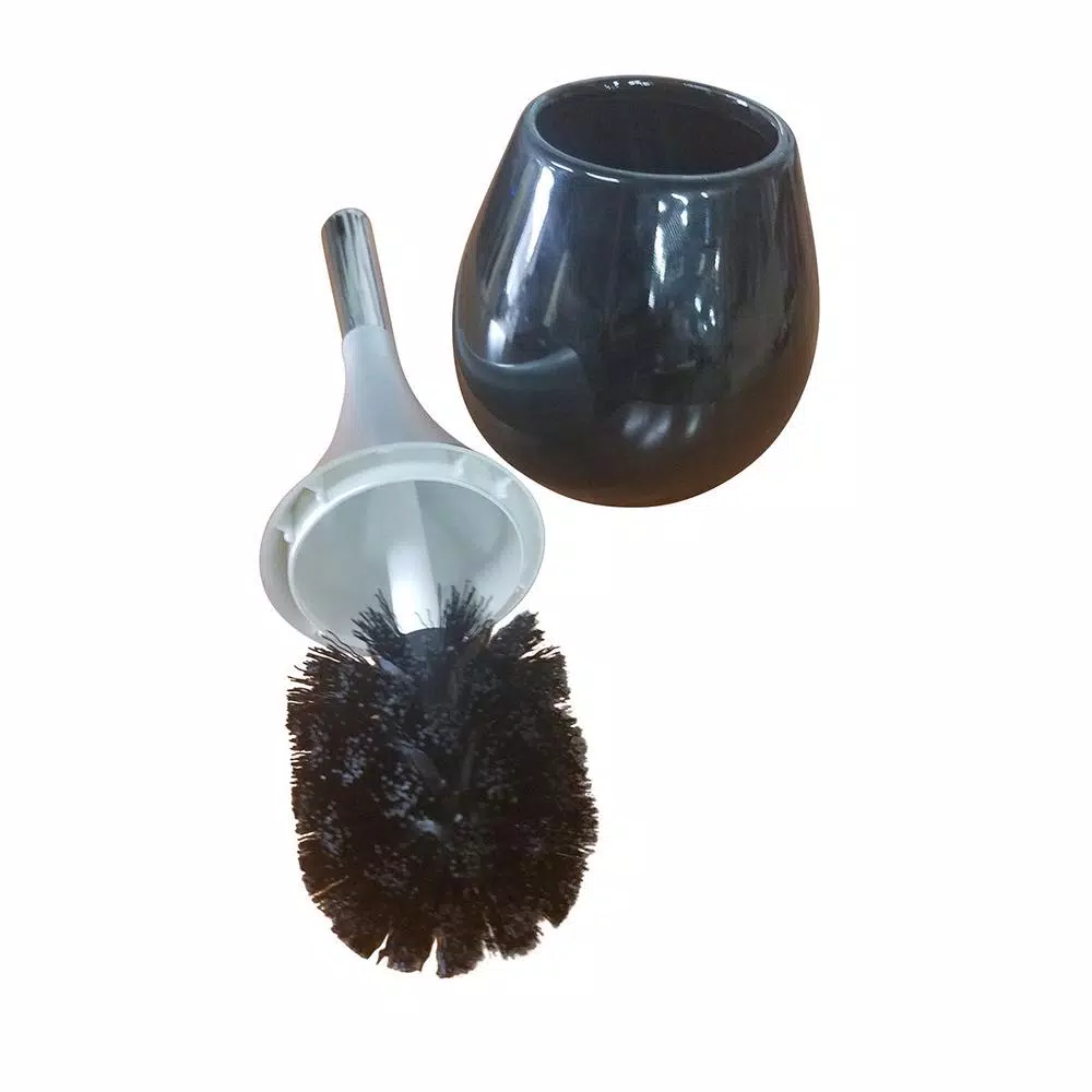 Unbranded Water Drop Ceramic Toilet Bowl Brush and Holder Set - Navy Blue