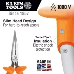 Klein Tools 6 in. Insulated Standard Long Nose Side Cutting Pliers thumbnail 2