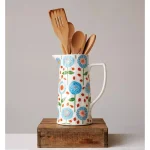 3R Studios 64 oz. Blue Floral Stoneware Pitcher thumbnail 2