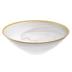 Badash Crystal 10 in. White Alabaster Glass Serving Bowl with Gold Rim, 32 oz. thumbnail 1