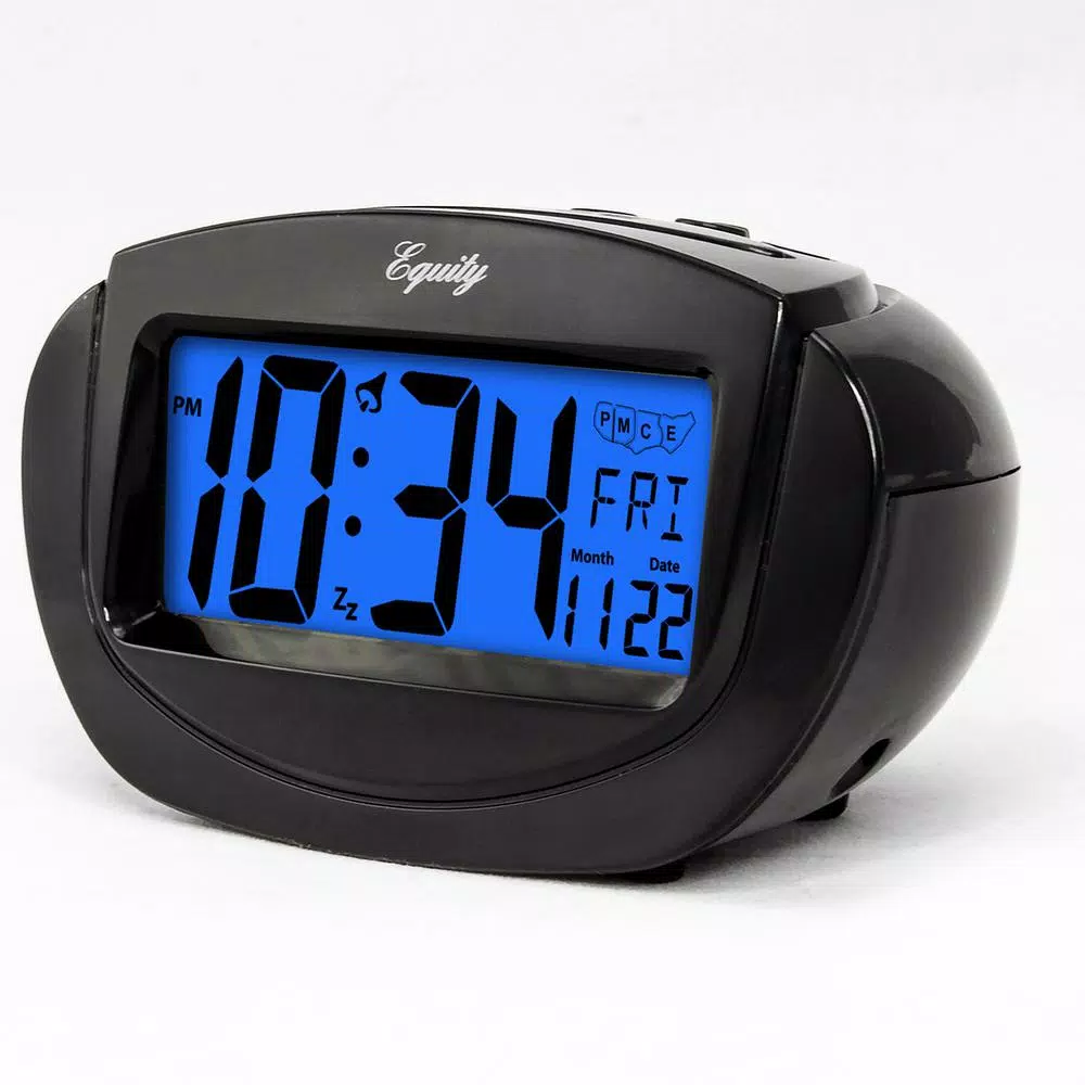 La Crosse Technology Insta-Set Digital LCD Alarm Clock with Calendar and Backlight, Black