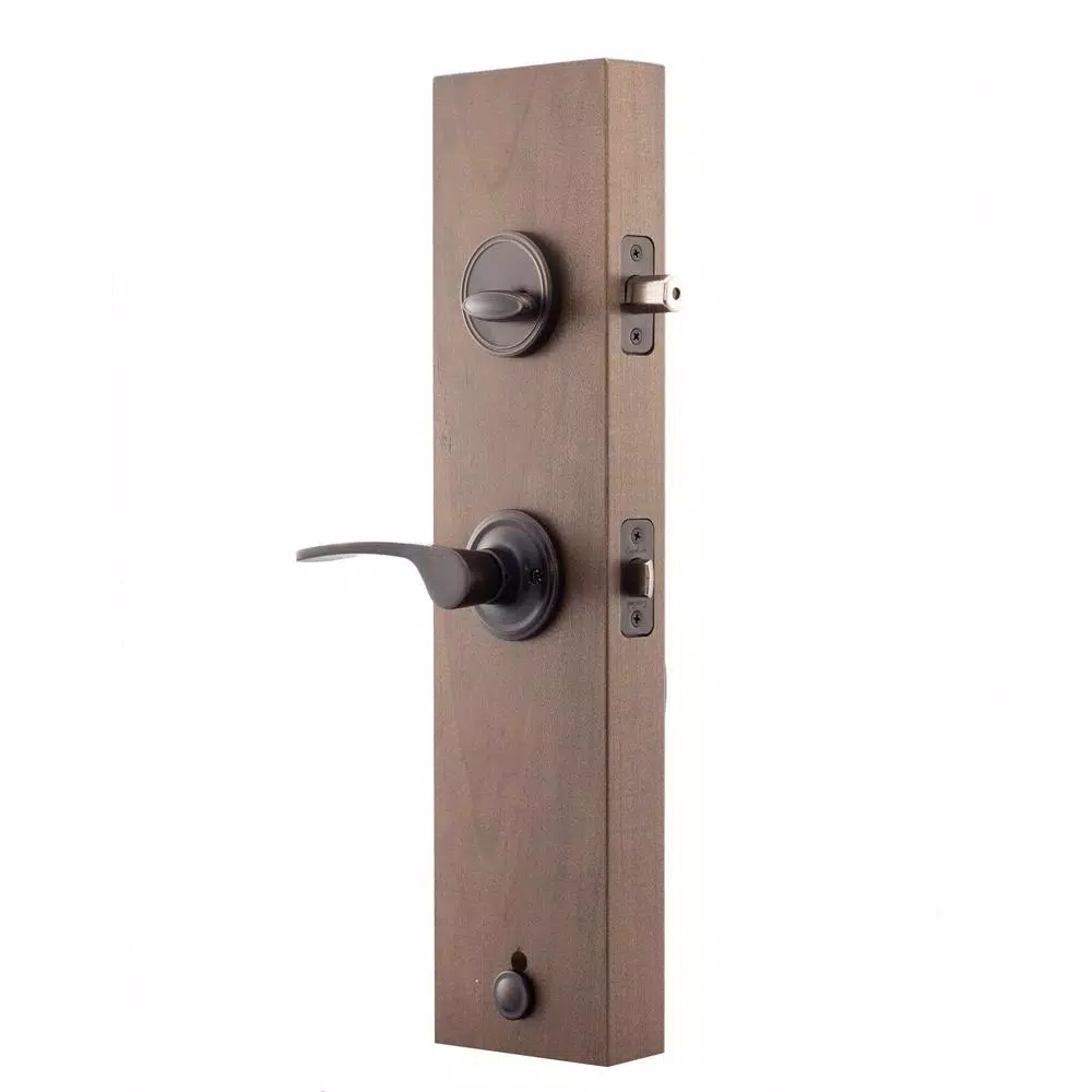 Copper Creek Mid Century Modern Tuscan Bronze Front Door Handleset with Right-Hand Scandinavian Lever Trim