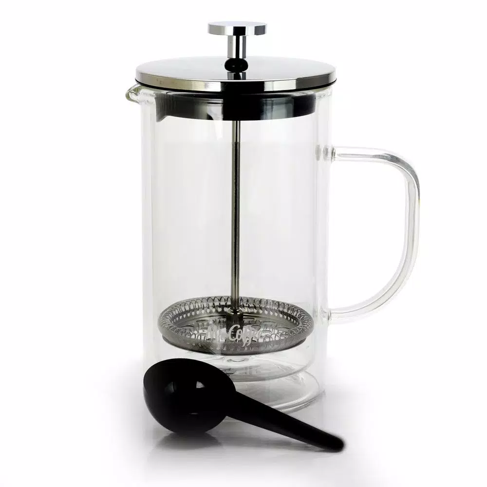 Mr. Coffee Hyland 20 oz French Press Coffee Maker with Scoop, Clear Glass