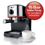 Hamilton Beach 2-Cup Espresso and Cappuccino Maker with Milk Frother, 15 Bar Pump, Black/Stainless Steel thumbnail 3