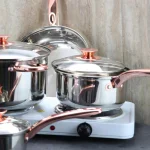 Sunbeam Ansonville 8-Piece Stainless Steel Cookware Set with Rose Gold Accents thumbnail 4