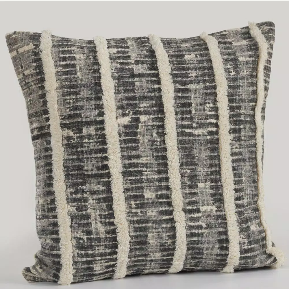 LR Resources Black and Gray Striped Hypoallergenic Throw Pillow, 18 x 18 in.