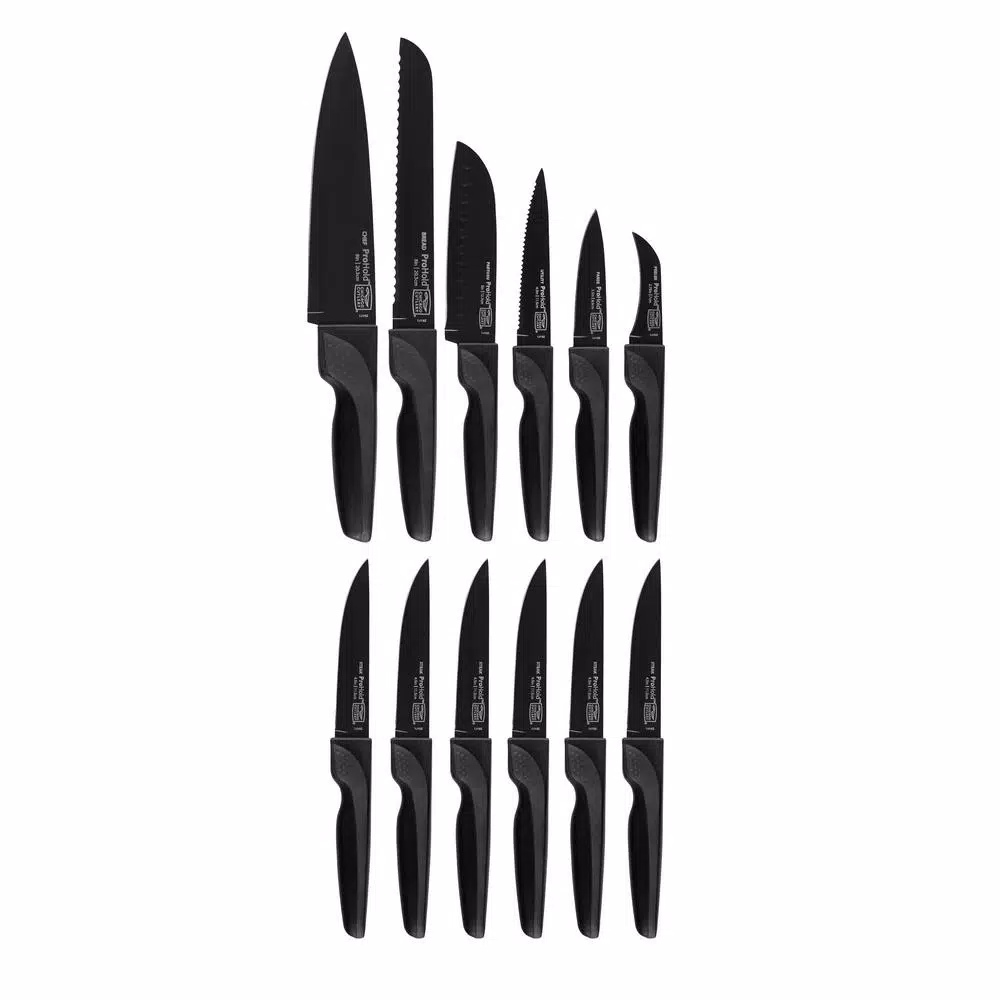 Chicago Cutlery ProHold 14-Piece Coated Knife Set with Wood Block and Sharpening Steel