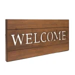 Pinnacle Patton Welcome Cut Out Wood Plank Wall Art Decor, Rustic Brown Wood Sign thumbnail 3