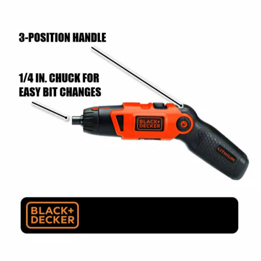 BLACK+DECKER 3.6V Cordless 1/4 in. 3-Position Screwdriver with Charger and Battery