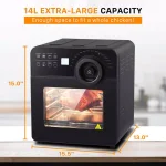 Geek Chef 1700W 15 Qt. Large Capacity Air Fryer with Rotisserie and 16 Preset Modes, Black thumbnail 3