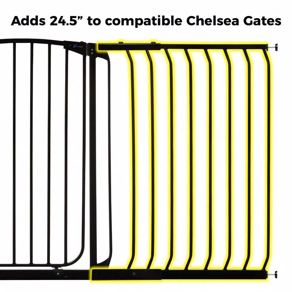 Dreambaby 24.5 in. Gate Extension for Chelsea Extra Tall Child Safety Gates, Black