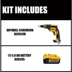 DEWALT 20V MAX XR Brushless Cordless Drywall Screw Gun Kit with (1) 5.0Ah Battery & Charger thumbnail 2