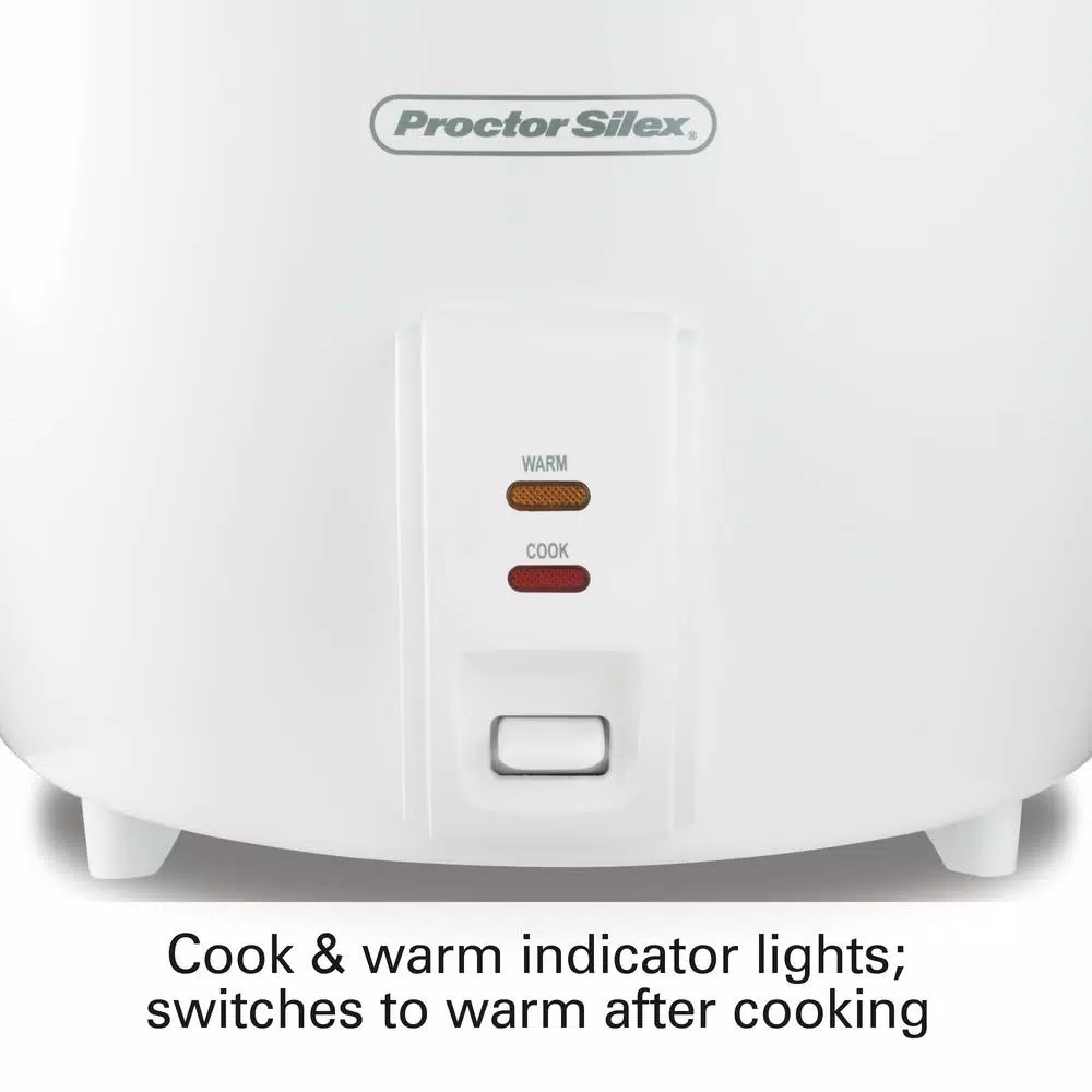 Proctor Silex 30-Cup White Rice Cooker with Steaming Basket and Keep Warm Function