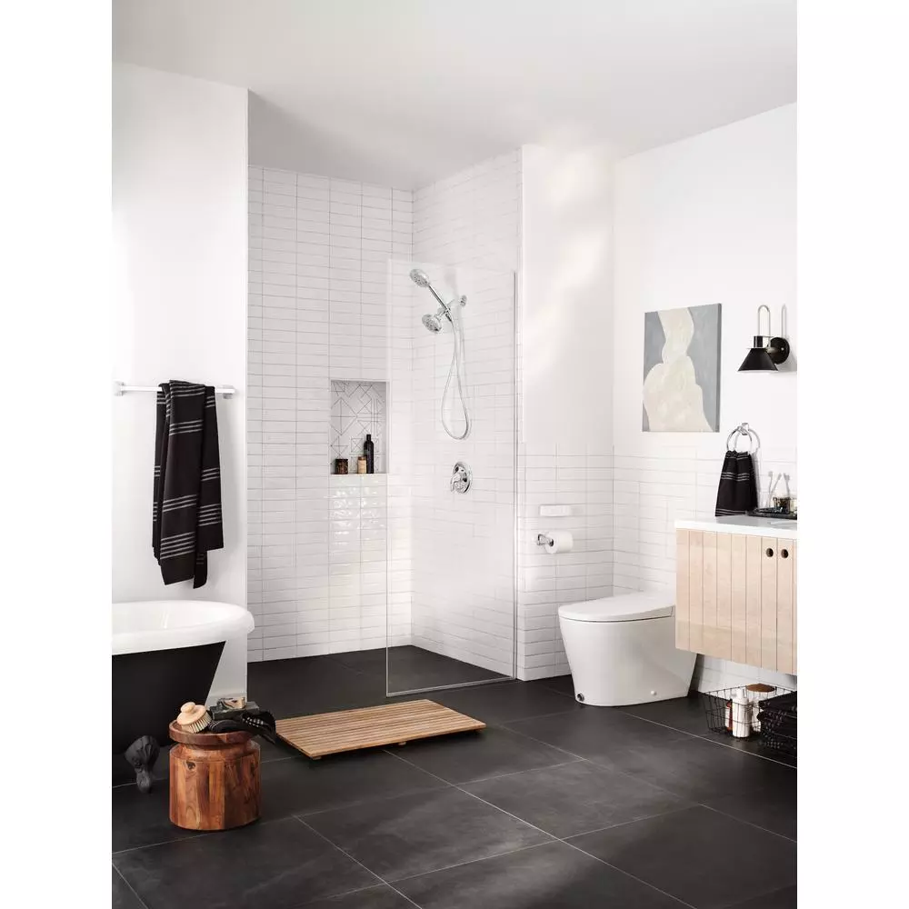 Unbranded Adler 3-Piece Chrome Bathroom Hardware Set with Adjustable 18-24 in. Towel Bar