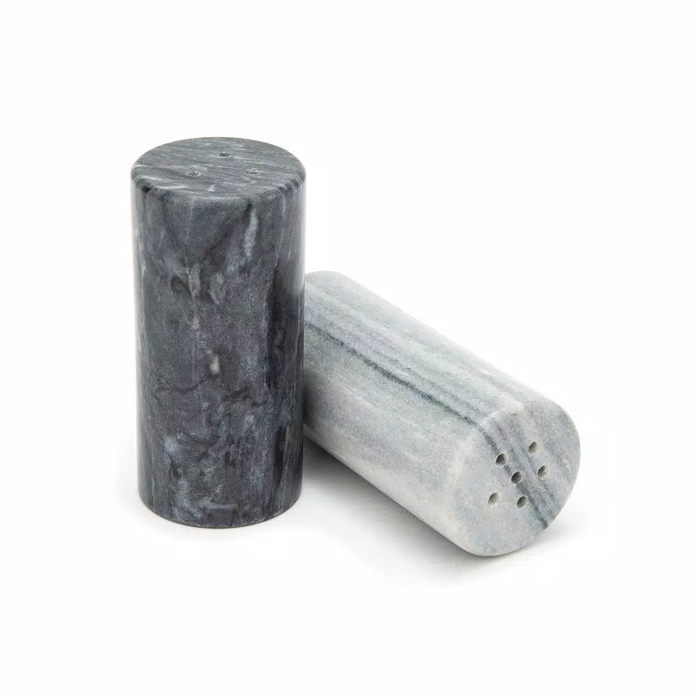 Fox Run Natural White and Black Marble Salt and Pepper Shaker Set