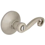 Defiant Scroll Satin Nickel Privacy Lever Set for Bedroom and Bathroom Doors thumbnail 1