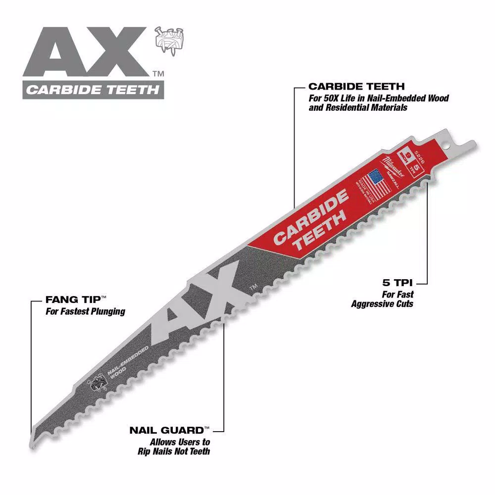 Milwaukee Hole Dozer 9-Piece Bi-Metal Hole Saw Set with AX Carbide Reciprocating Saw Blade