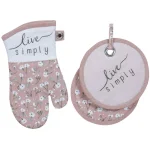 Kay Dee Lisa Audit Watercolor Floral Cotton Kitchen Textile Set - 4 Piece Blush Set thumbnail 3