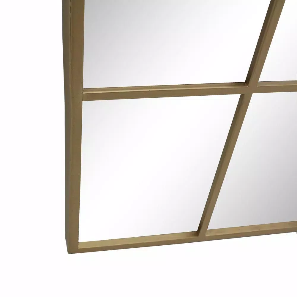 Home Decorators Collection Arched Gold Windowpane Accent Mirror, 24 x 39.3 in.