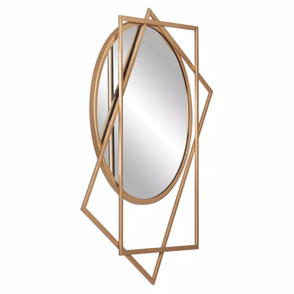 Pinnacle Modern Gold Geometric Layered Wall Mirror - 21 in. x 24 in. Round Accent Mirror