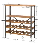 Glitzhome 34.25 in. Vintage Wood and Iron Wine Bottle and Glass Rack thumbnail 6