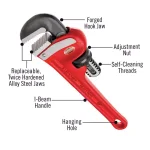 RIDGID 10 in. Heavy-Duty Straight Pipe Wrench, Ductile-Iron with I-Beam Handle thumbnail 3