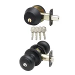 Copper Creek Colonial Black Entry Door Knob with Single Cylinder Deadbolt Lockset Combo Pack thumbnail 1