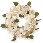 National Tree Company 16 in. White Rose Wreath with Green Leaves - Artificial Floral Wreath for Weddings and Special Occasions thumbnail 1