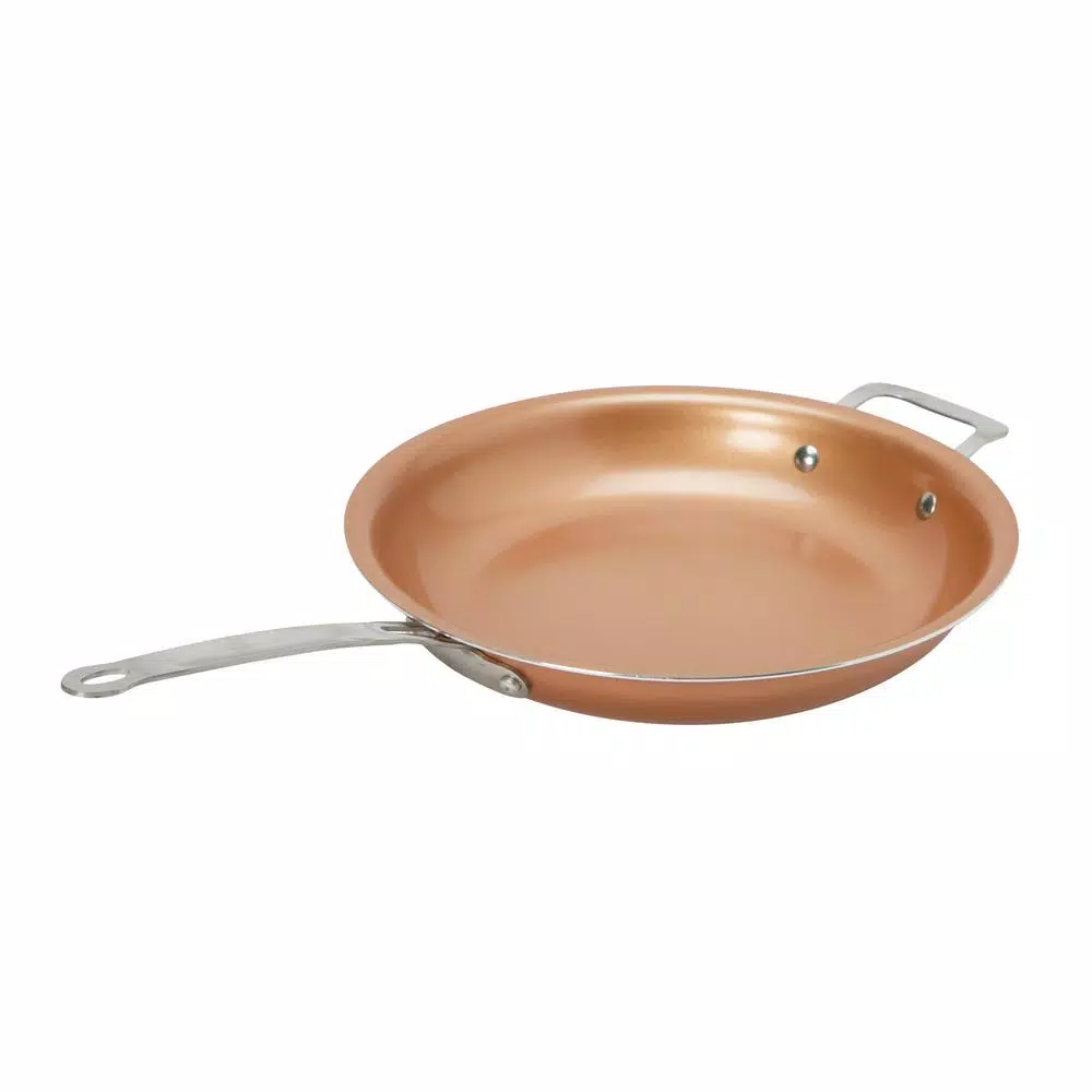 Unbranded Kitchen Details 12 in. Aluminum Nonstick Copper Frying Pan with Induction Bottom