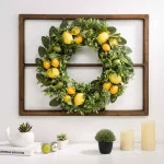 Glitzhome 28 in. Wooden Window Frame with 22 in. Greenery Lemon Wreath Decor thumbnail 8
