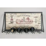 LITTON LANE Wood and Iron 6-Bottle Wall Mounted Wine Rack with Stemware Holder thumbnail 2