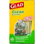 Glad 13 Gallon Tall Kitchen Clear Drawstring Recycling Bags, 45 Count thumbnail 6