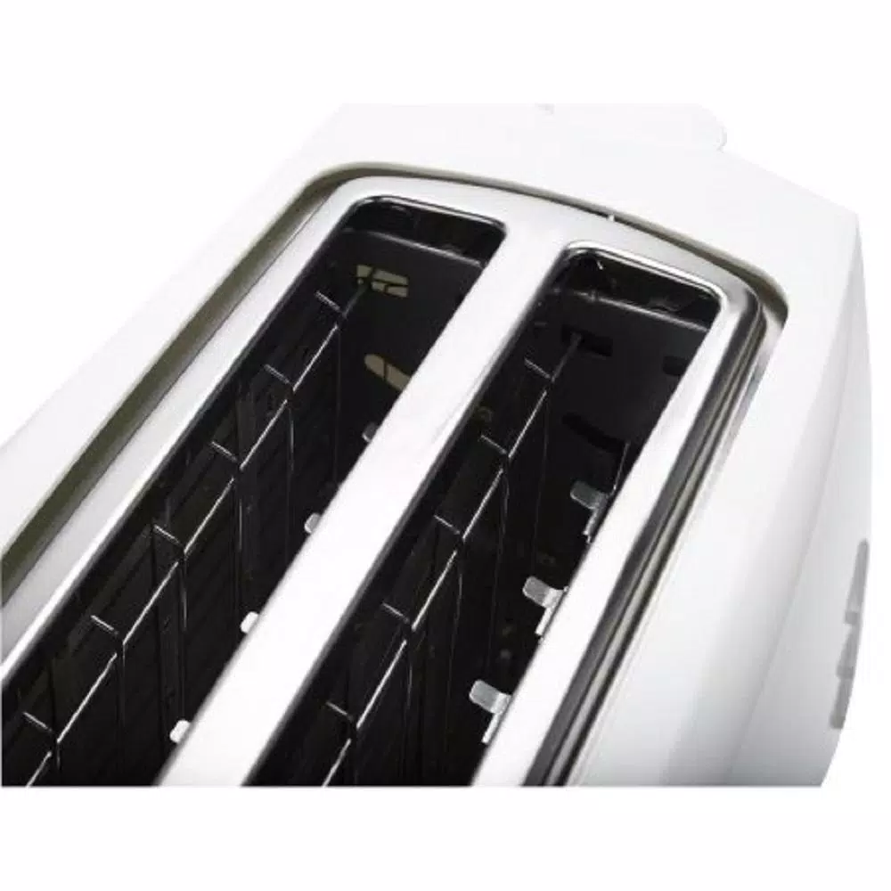 Elite Cuisine 4-Slice White Long Slot Toaster with Cool-Touch Exterior