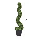 Costway Artificial Boxwood Spiral Topiary Tree Set of 2 - Indoor/Outdoor Decorative Plants with Cement Pot thumbnail 4