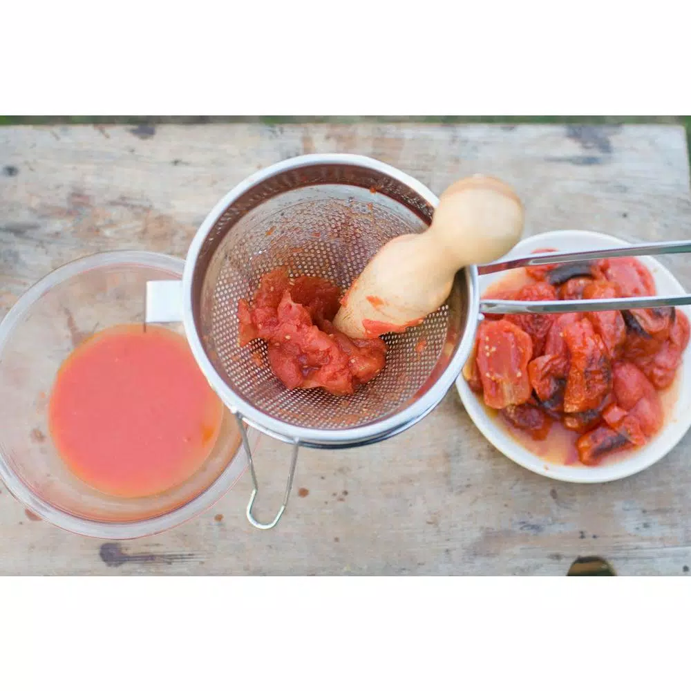 Weston Stainless Steel Cone Strainer and Pestle Set with Chrome Support Stand
