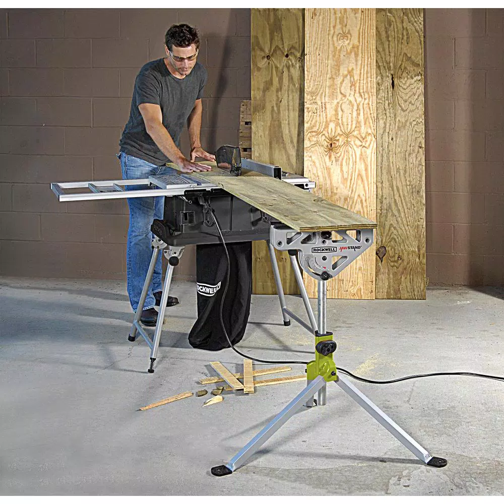 Rockwell JawStand Multi-Use Work Station - Portable Support Stand with Built-in Clamp for Miter and Table Saws