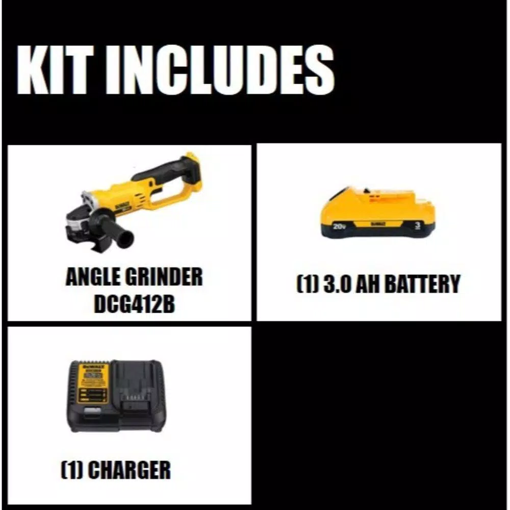 DEWALT 20V MAX Cordless 4.5-5 in. Angle Grinder Kit with 3.0 Ah Battery and Charger