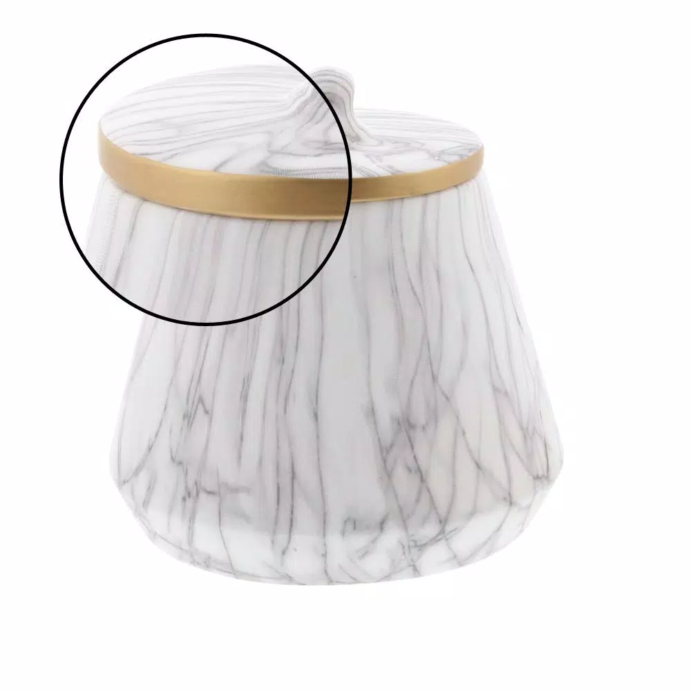 CosmoLiving by Cosmopolitan Modern Reflections 10 in. White and Gray Marble Ceramic Vase with Gold Rim