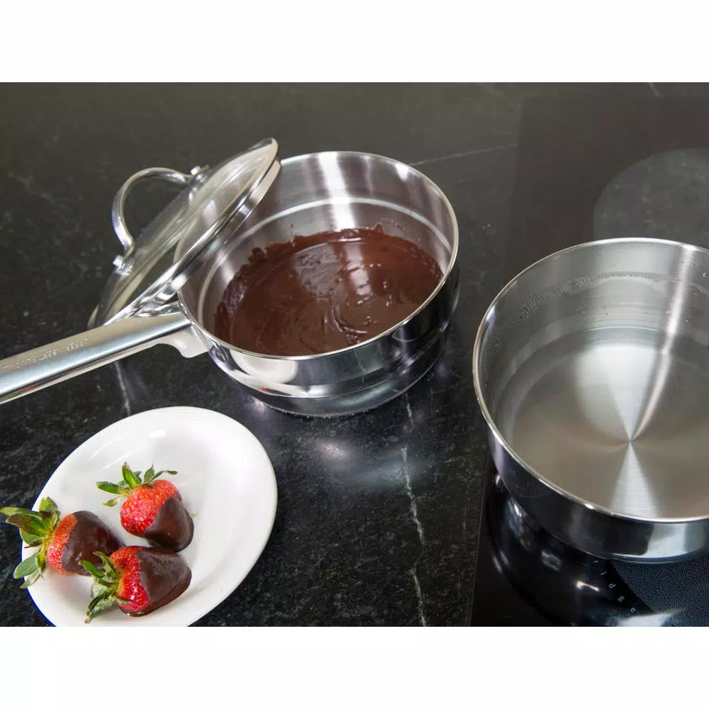 RSVP International Endurance 2 Qt. Induction Double Boiler Set with Tempered Glass Lid