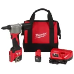 Milwaukee M12 12V Lithium-Ion Cordless Rivet Tool Kit with (2) 1.5Ah Batteries and Charger thumbnail 1