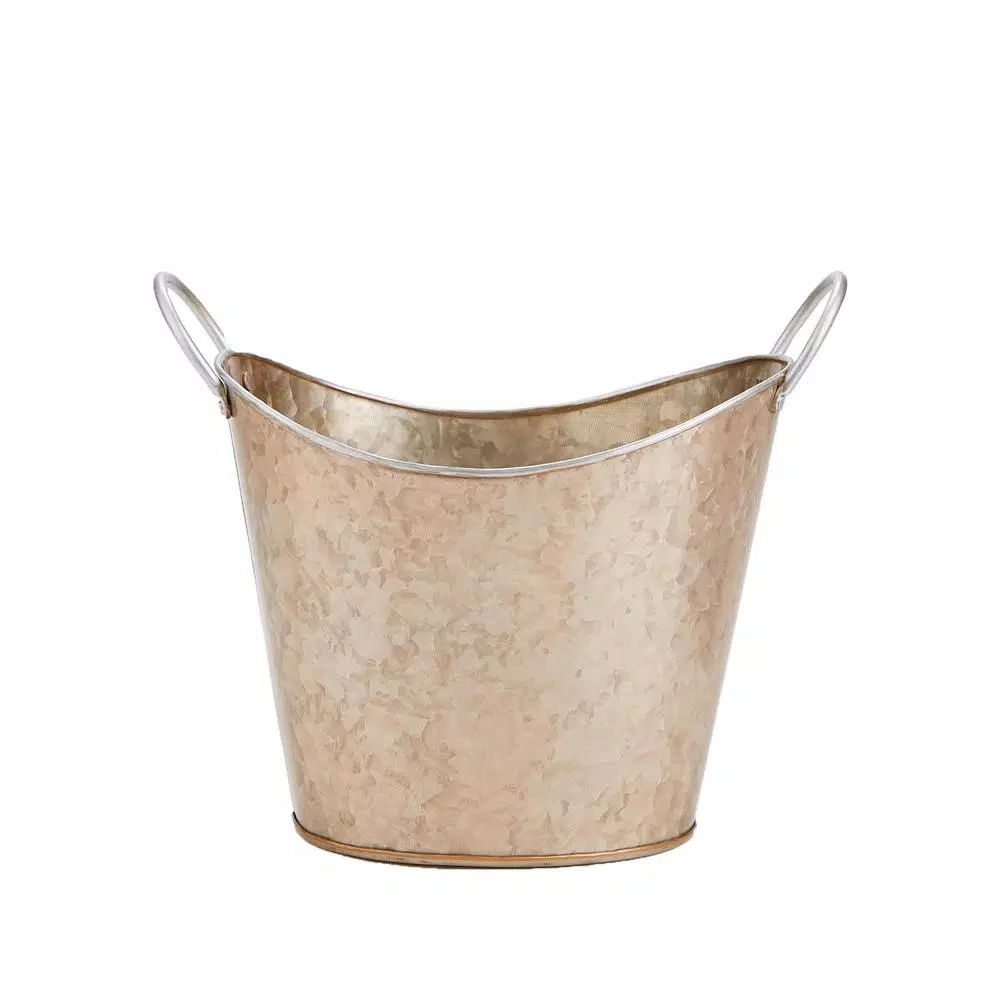 Mind Reader Copper Plated Galvanized Oval Beverage and Ice Bucket with Handles