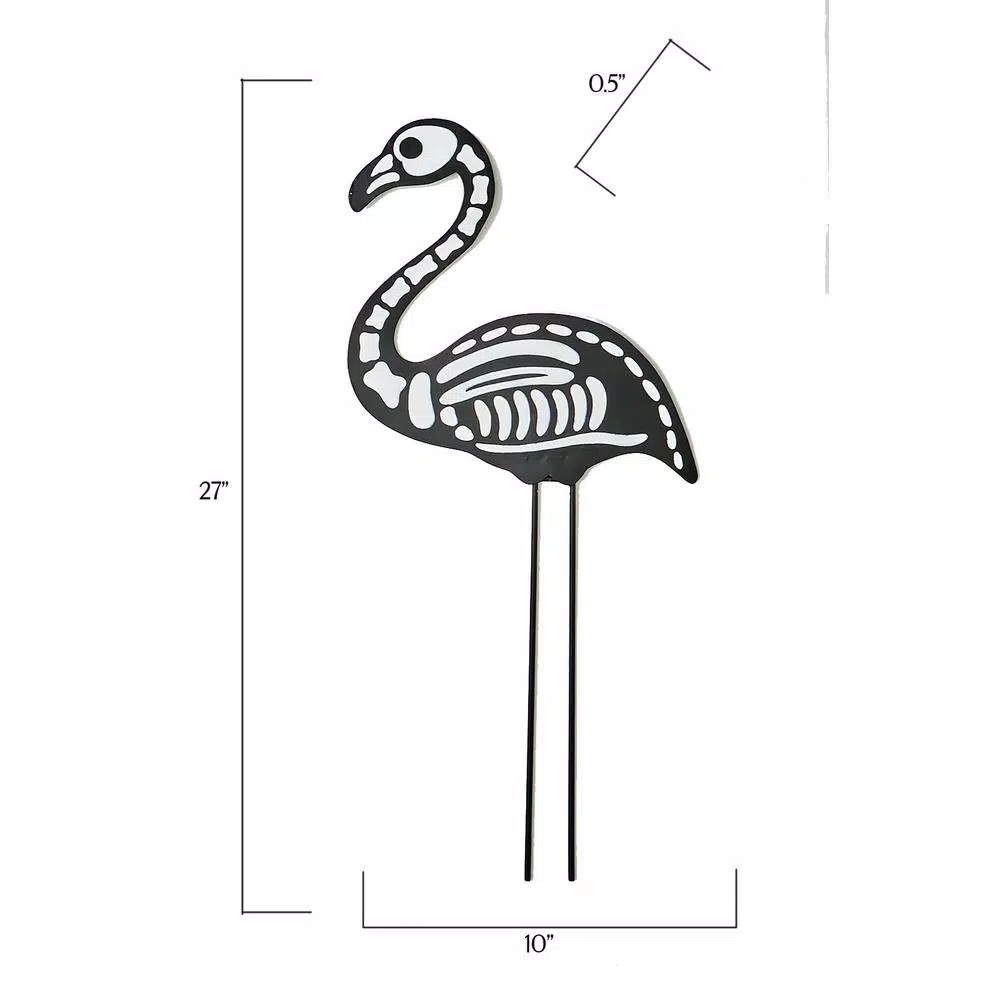 Worth Imports 20 in. Metal Halloween Skeleton Flamingo Yard Decoration (Set of 2)