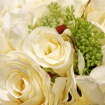 National Tree Company 12.2 in. Mixed Cream Rose and Hydrangea Silk Flower Bouquet thumbnail 3