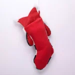 Glitzhome 22 in. Hooked 3D Dog Christmas Stocking - Red, White, and Black Spotted Dog Holiday Decor thumbnail 3