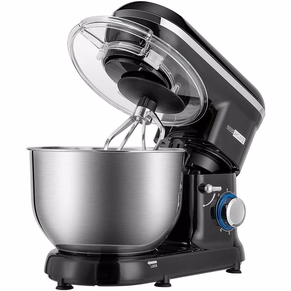 VIVOHOME 650W 6 Qt. Tilt-Head Kitchen Stand Mixer with 6 Speeds and Stainless Steel Bowl, Black