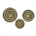 LITTON LANE Natural and Black Spiral Design Wicker Trays, Set of 3 thumbnail 2