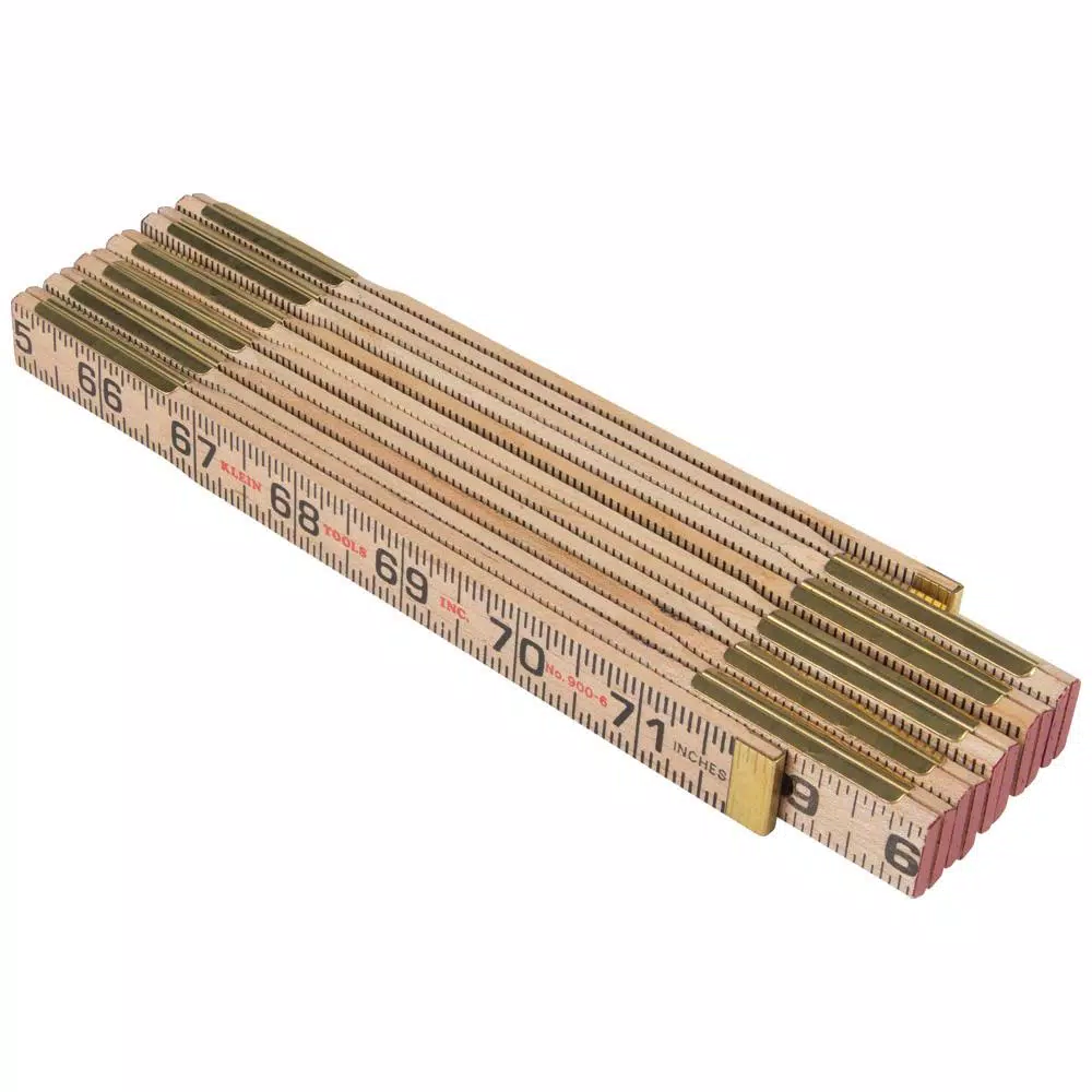 Klein Tools 6 ft. Hardwood Folding Rule - Inside Reading