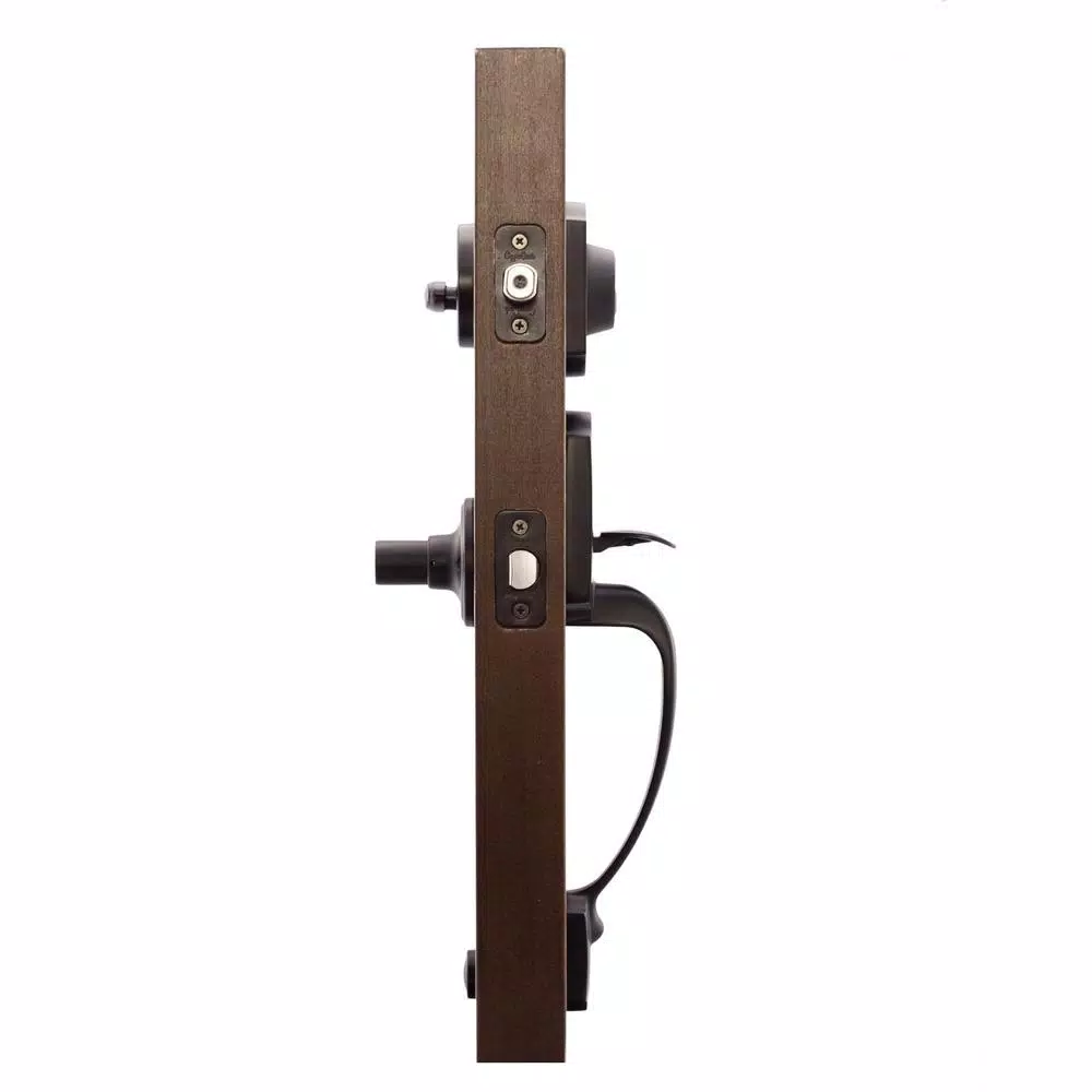 Copper Creek Craftsman Black Front Door Handleset with Contemporary Zane Lever Trim